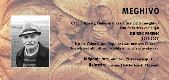 Meghívó emléktábla avatásra