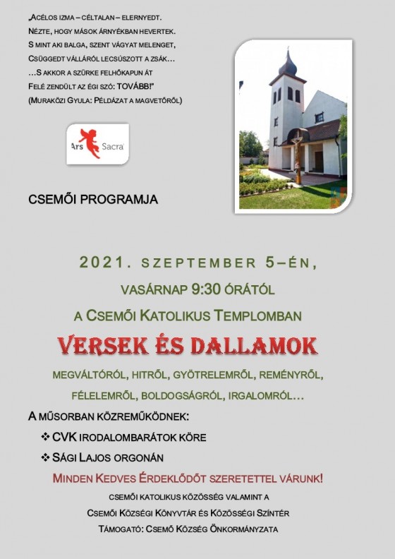 az ARS SACRA csemői programja - 2021.09.05.